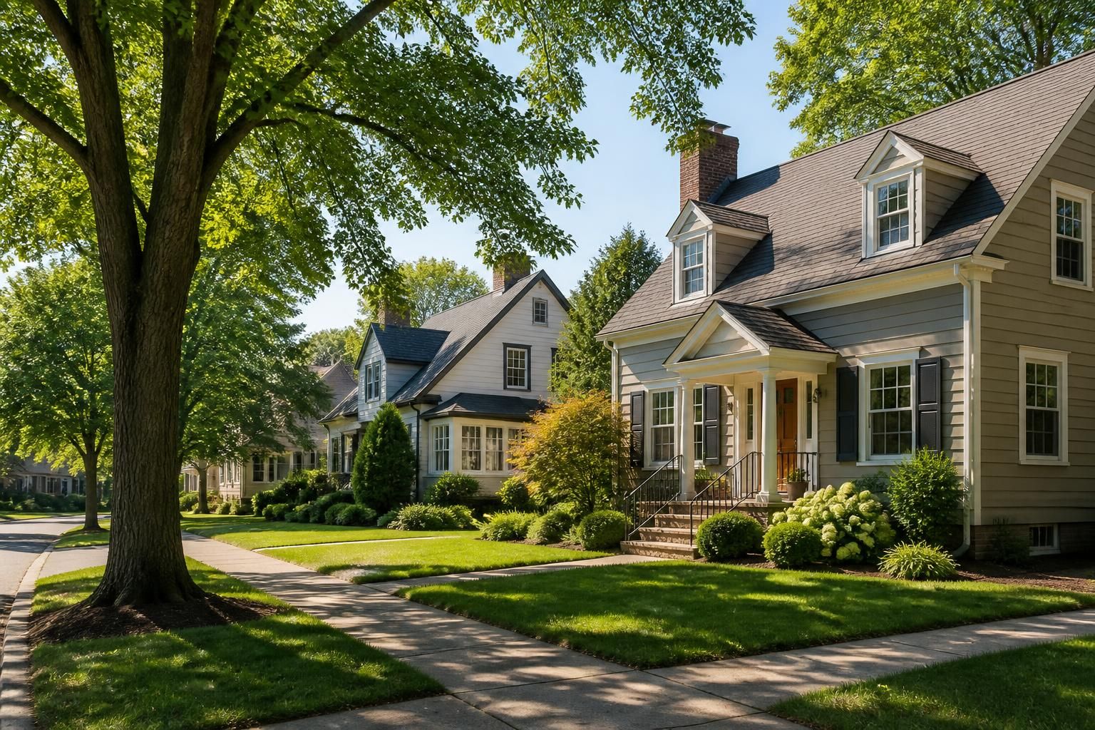 Attractive tree-lined neighborhood in Aurora, Ohio