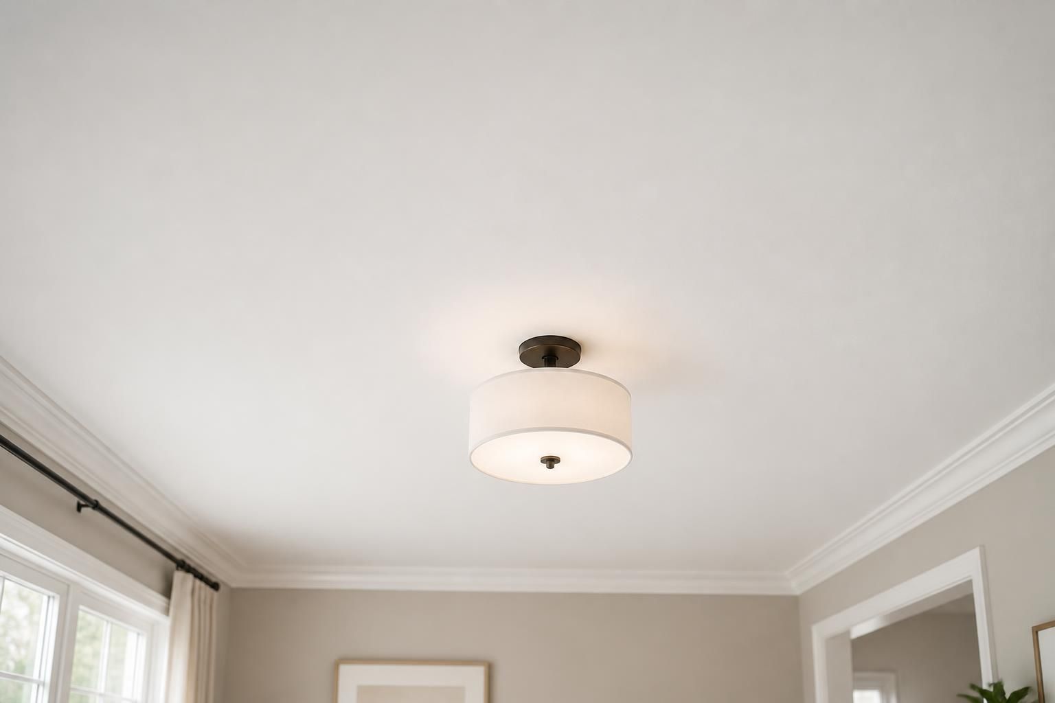 Freshly painted ceiling with smooth even finish