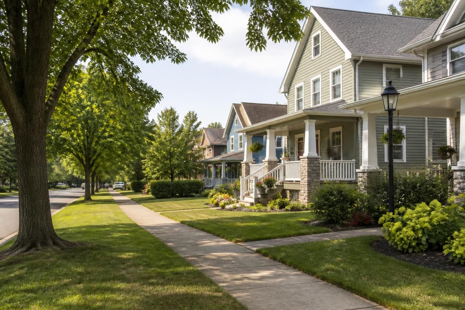 Residential street scene in Cuyahoga Falls, Ohio