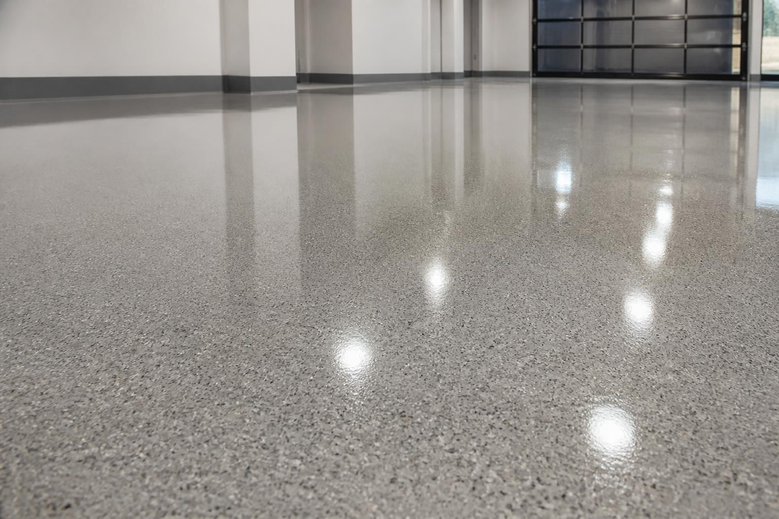 Smooth epoxy coated floor with a durable uniform finish