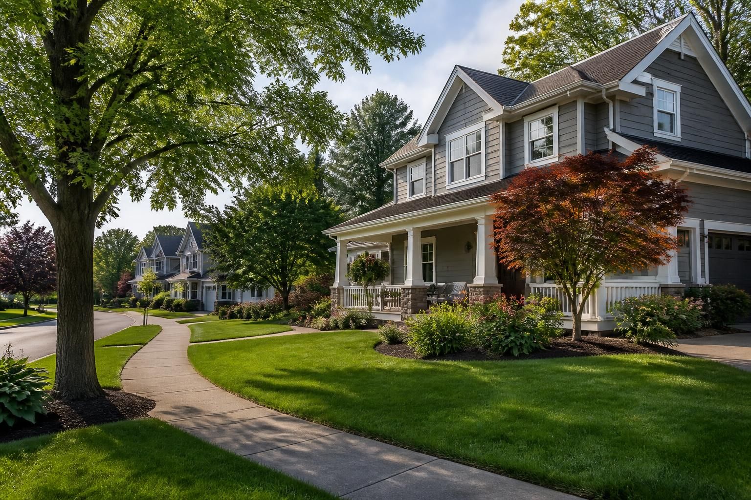 Spacious homes with lush landscaping in Green, Ohio