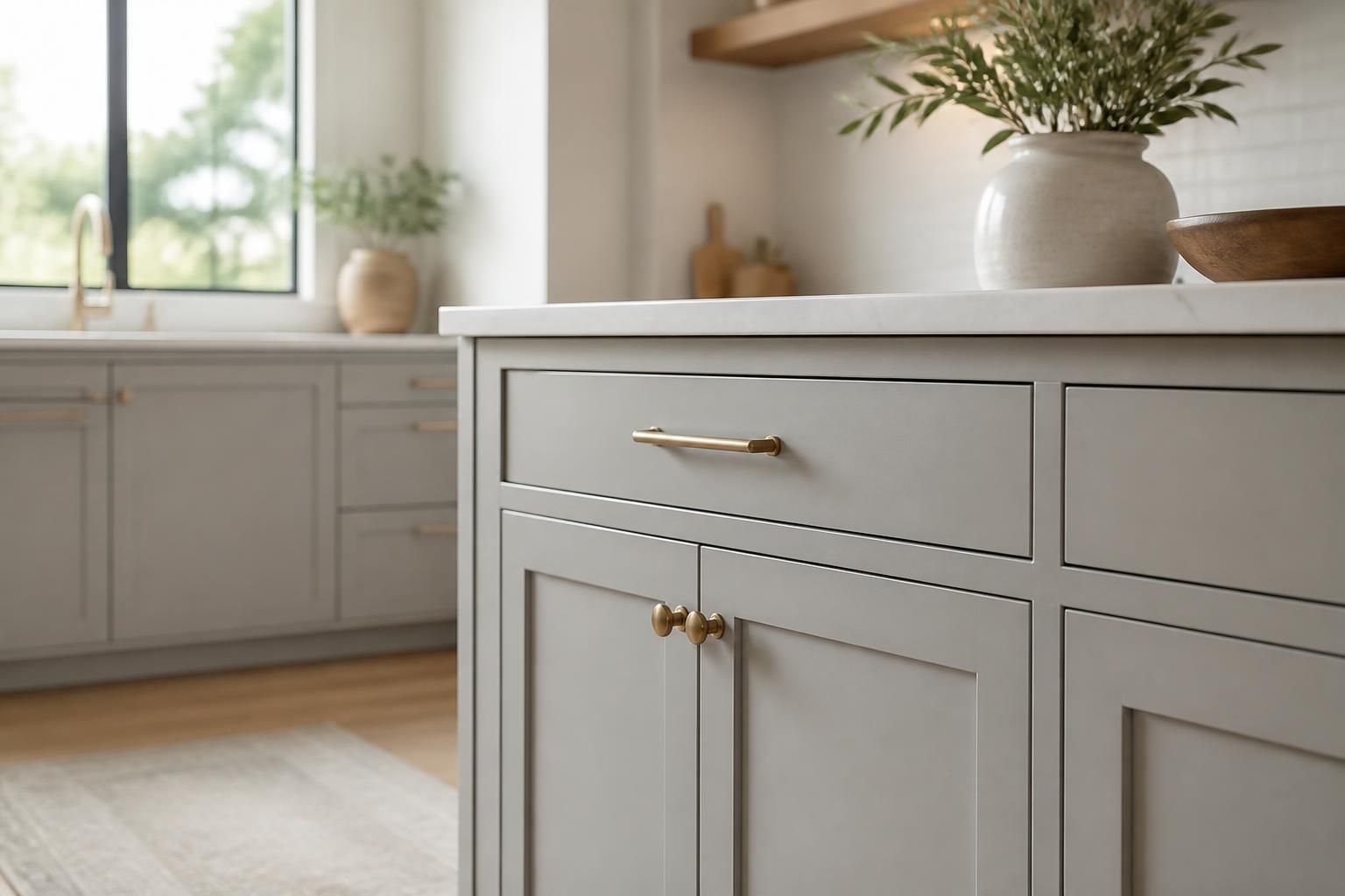 Bright modern kitchen with freshly painted cabinet doors